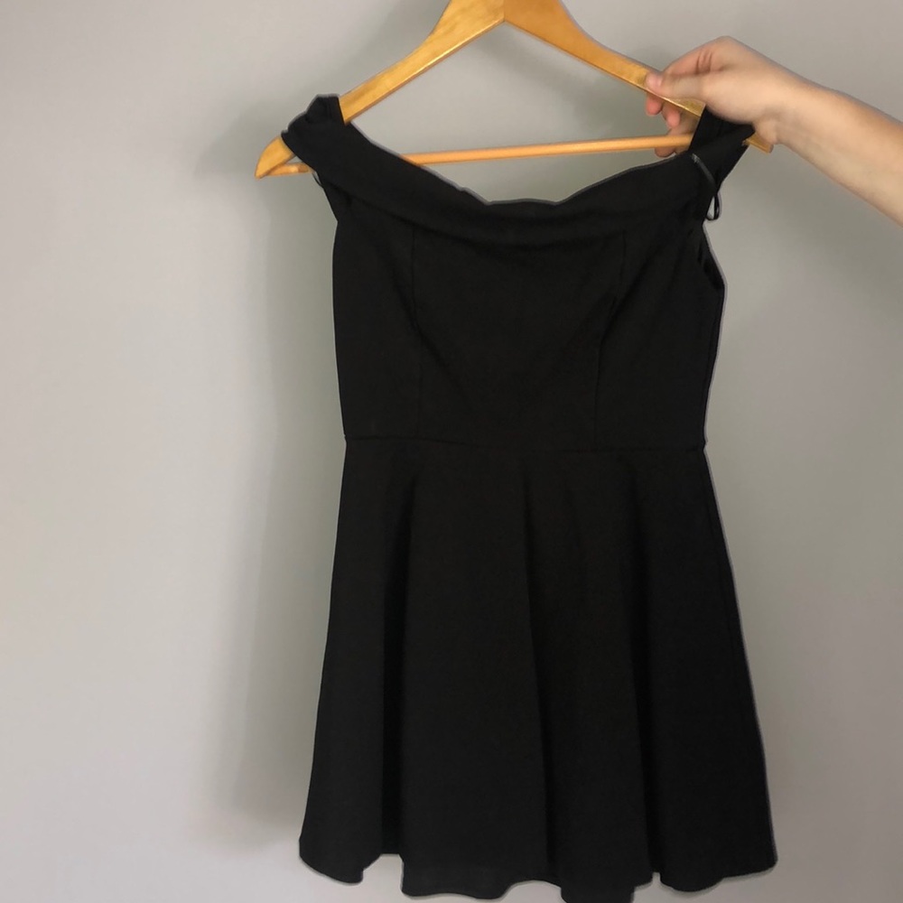 off the shoulder black dress